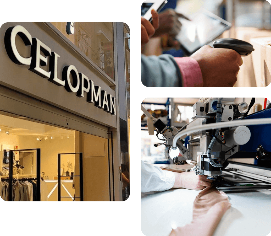 Tienda Celopman, preparación de pedidos en el centro logístico y confección de prendas