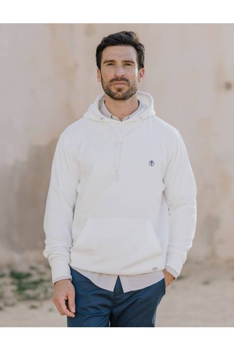 SUDADERA CANGURO BLANCA CON...