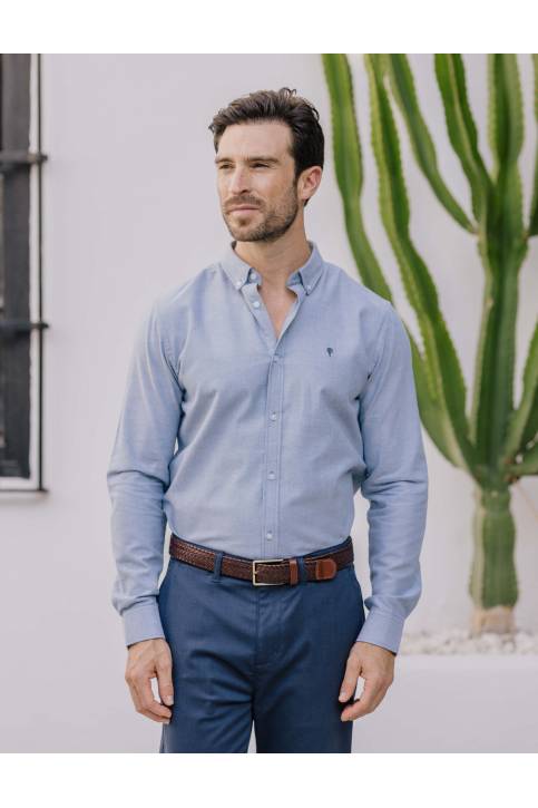 CAMISA OXFORD CELESTE