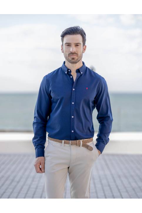 CAMISA OXFORD LISA AZUL