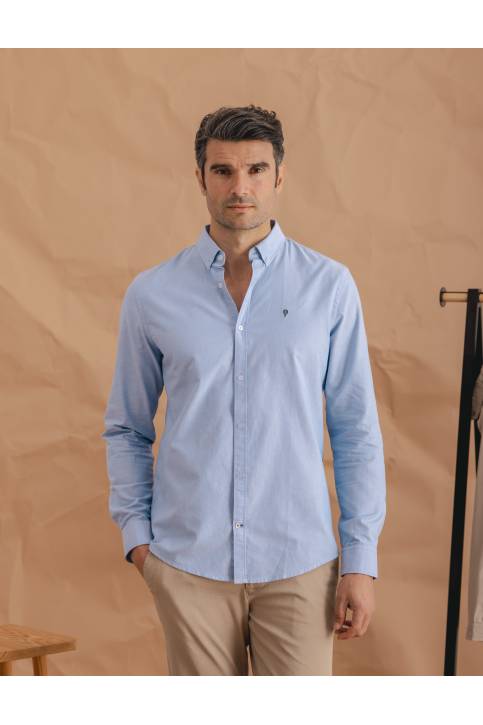 CAMISA OXFORD CELESTE