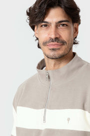 SUDADERA PANELADA CREMALLERA BEIGE
